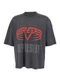 Grey Crewneck T-Shirt with Maxi Logo Print on Front and Rear in Cotton Blend Man Tshirts Polo Shirts