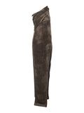 Athena Arrowhead Brown Asymmetric Long Dress with Ruched Neckline and Side Single Slit in Viscose Blend Woman Silk