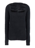 Black Sweater with Distressed Effect and Cut-Out Details on the Front in Alpaca Blend Woman Nylon Wool Elastane Jersey