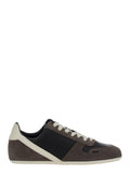 Black Low-Top Sneakers with Suede Inserts in Leather Woman Calf
