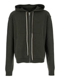 Green Sweatshirt with Contrasting Drawstring Hood in Cashmere and Wool Man Sweatshirts