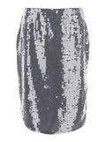 Grey Skirt with All-Over Sequins in Tech Fabric Woman Recycled Polyester