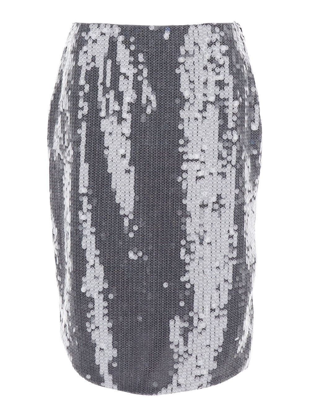 Grey Skirt with All-Over Sequins in Tech Fabric Woman Recycled Polyester