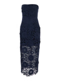 Blue Dress with Semi Transparent Design and Floral Decorations in Fabric Woman Blu Recycled Polyester