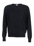 Black Crewneck Sweater with Cassandre in Cashmere Man Jersey