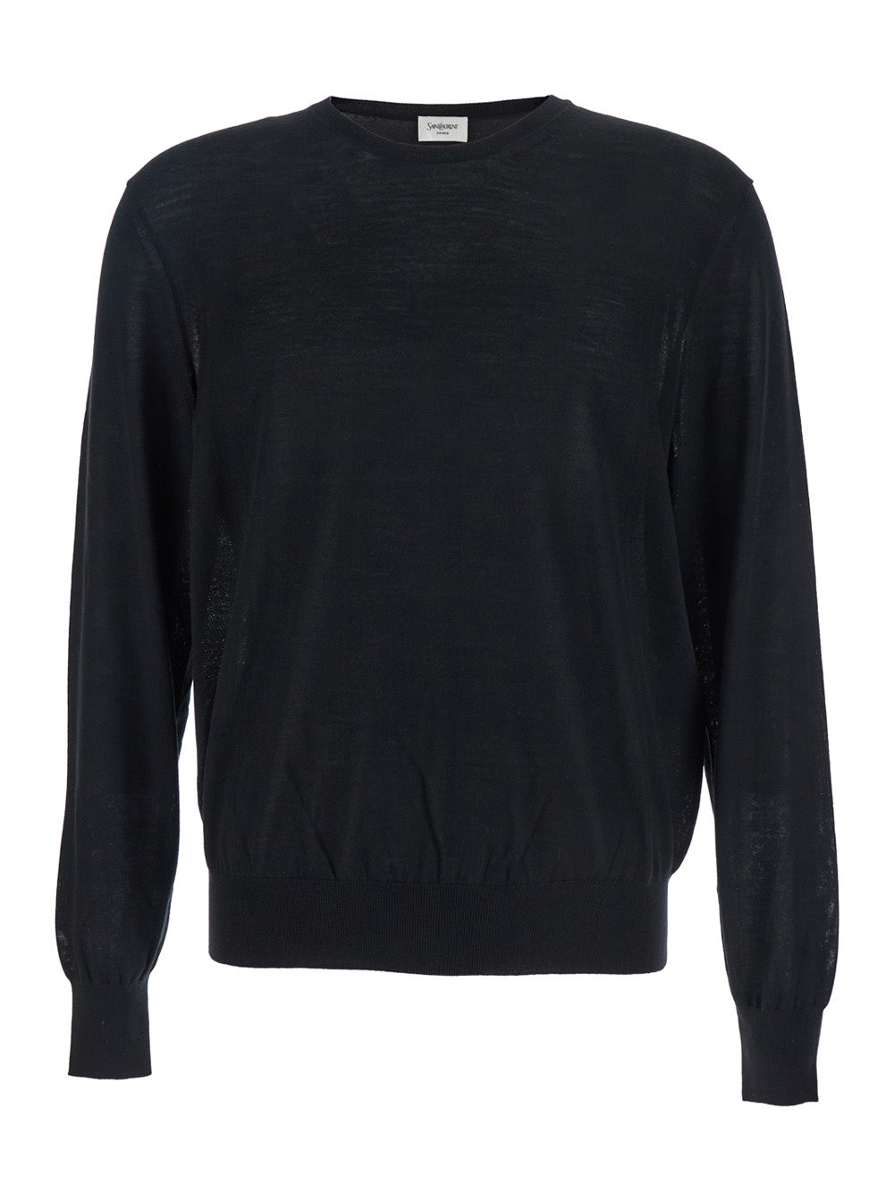 Black Crewneck Sweater with Cassandre in Cashmere Man Jersey