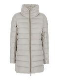 Lydia Beige Down Jacket With High Neck And Logo Patch On The Sleeve Tech Fabric Woman