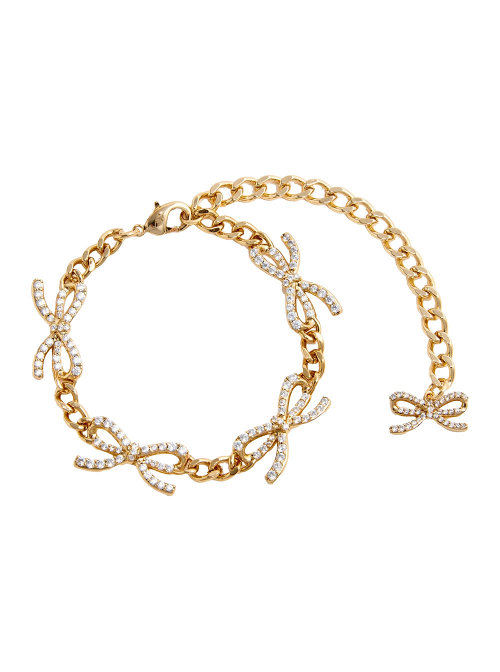 Metallic Bracelet With Bow Nad Crystal Embellishments Copper Woman
