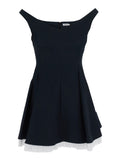 Dorothie Black Off-Shoulder Mini Dress with Contrasting Hem in Cotton Blend Stretch Woman Polyamide Elastane