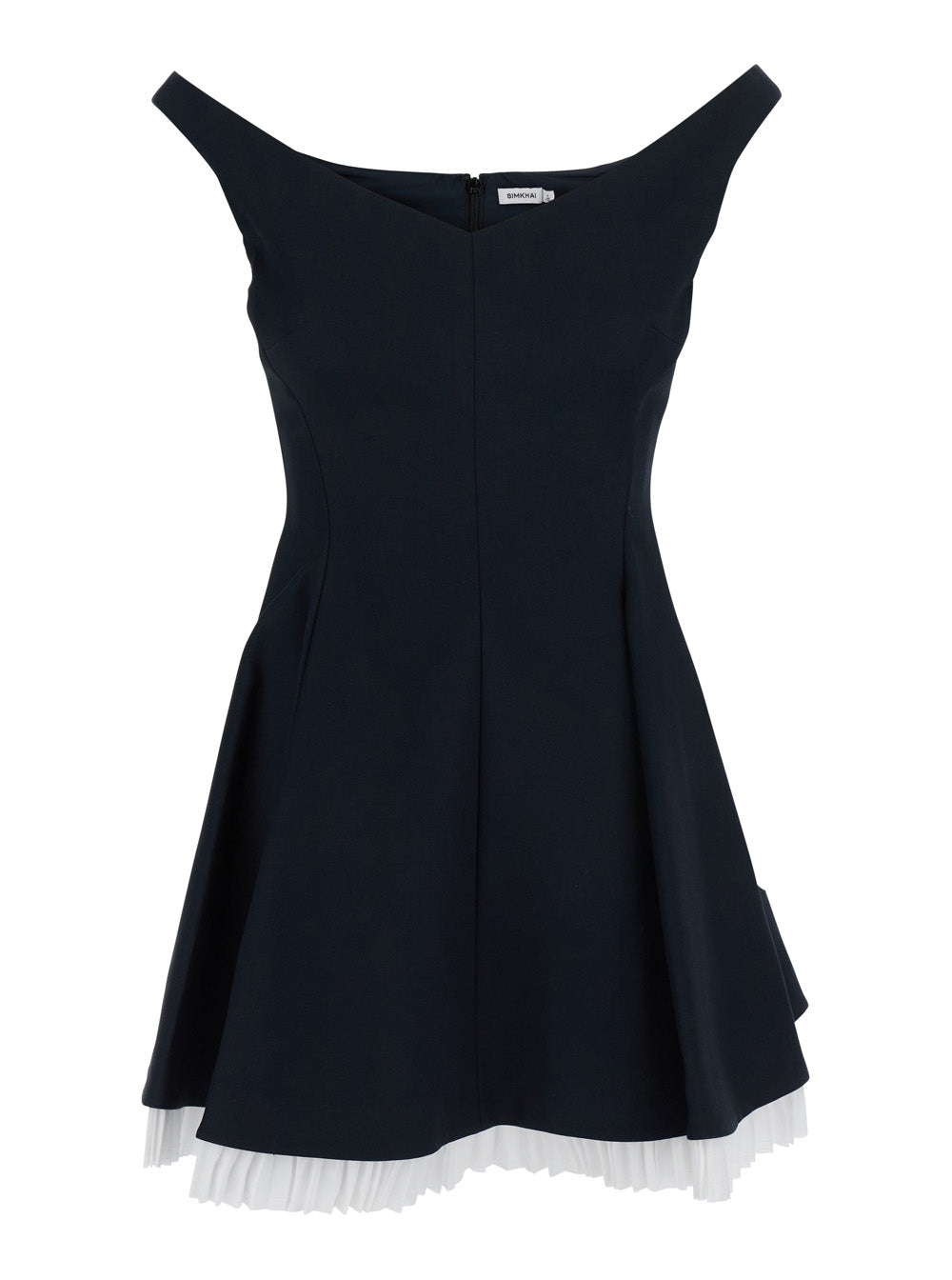 Dorothie Black Off-Shoulder Mini Dress with Contrasting Hem in Cotton Blend Stretch Woman Polyamide Elastane