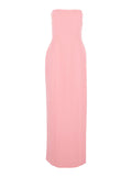 Anderson Pink Long Dress With Bare Shoulder And Back Slit In Twill Woman Polyester