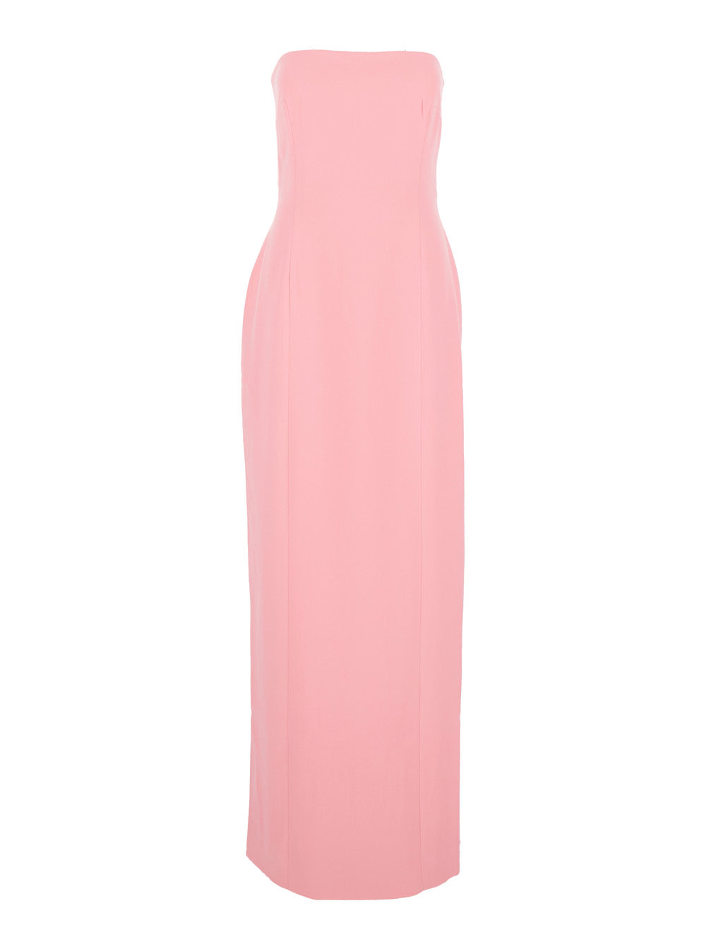 Anderson Pink Long Dress With Bare Shoulder And Back Slit In Twill Woman Polyester