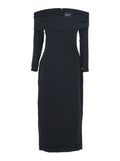 Yuni Black Dress with Square Neckline and Back Closure in Fabric Woman Polyester