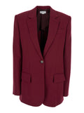 Bordeaux Single-Breasted Jacket with Notched Revers in Cotton Blend Woman Viscose Blazers