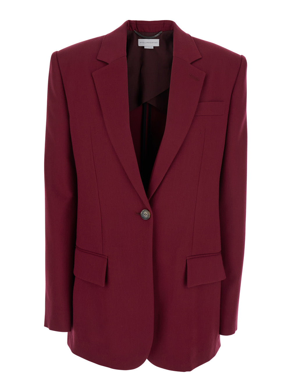 Bordeaux Single-Breasted Jacket with Notched Revers in Cotton Blend Woman Viscose Blazers