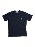 Blue T-Shirt with Round Neck and Logo Patch on the Front in Cotton Boy Blu Tshirts Polo Shirts