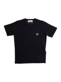 Black T-Shirt with Round Neck and Logo Patch on the Front in Cotton Boy Tshirts Polo Shirts