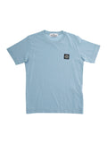 Light Blue T-Shirt with Round Neck and Logo Patch on the Front in Cotton Boy Tshirts Polo Shirts