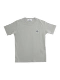 Grey T-Shirt with Round Neck and Logo Patch on the Front in Cotton Boy Tshirts Polo Shirts