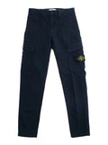 Blue Pants with Belt Loops and Logo Patch on the Front in Cotton Stretch Boy Blu Elastane Trousers