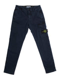 Blue Pants with One Cargo Pocket on the Front and Logo Patch in Cotton Stretch Boy Blu Elastane Trousers