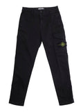 Black Pants with One Cargo Pocket on the Front and Logo Patch in Cotton Stretch Boy Elastane Trousers