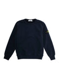 Blue Crewneck Sweatshirt with Logo Patch on the Sleeve in Cotton Boy Blu Sweatshirts