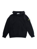 Black Hoodie with Fixed Hood and Logo Patch on the Sleeve in Cotton Boy Sweatshirts