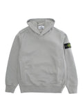 Grey Hoodie with Fixed Hood and Logo Patch on the Sleeve in Cotton Boy Sweatshirts