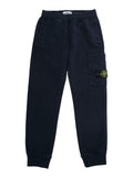 Blue Pants with Elastic Waist and Logo Patch on the Side in Cotton Boy Blu Trousers