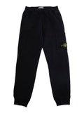 Black Pants with Elastic Waist and Logo Patch on the Side in Cotton Boy Trousers