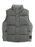 Grey Sleeveless Down Jacket with Logo Patch on the Front in Tech Fabric Boy Polyamide Fibers