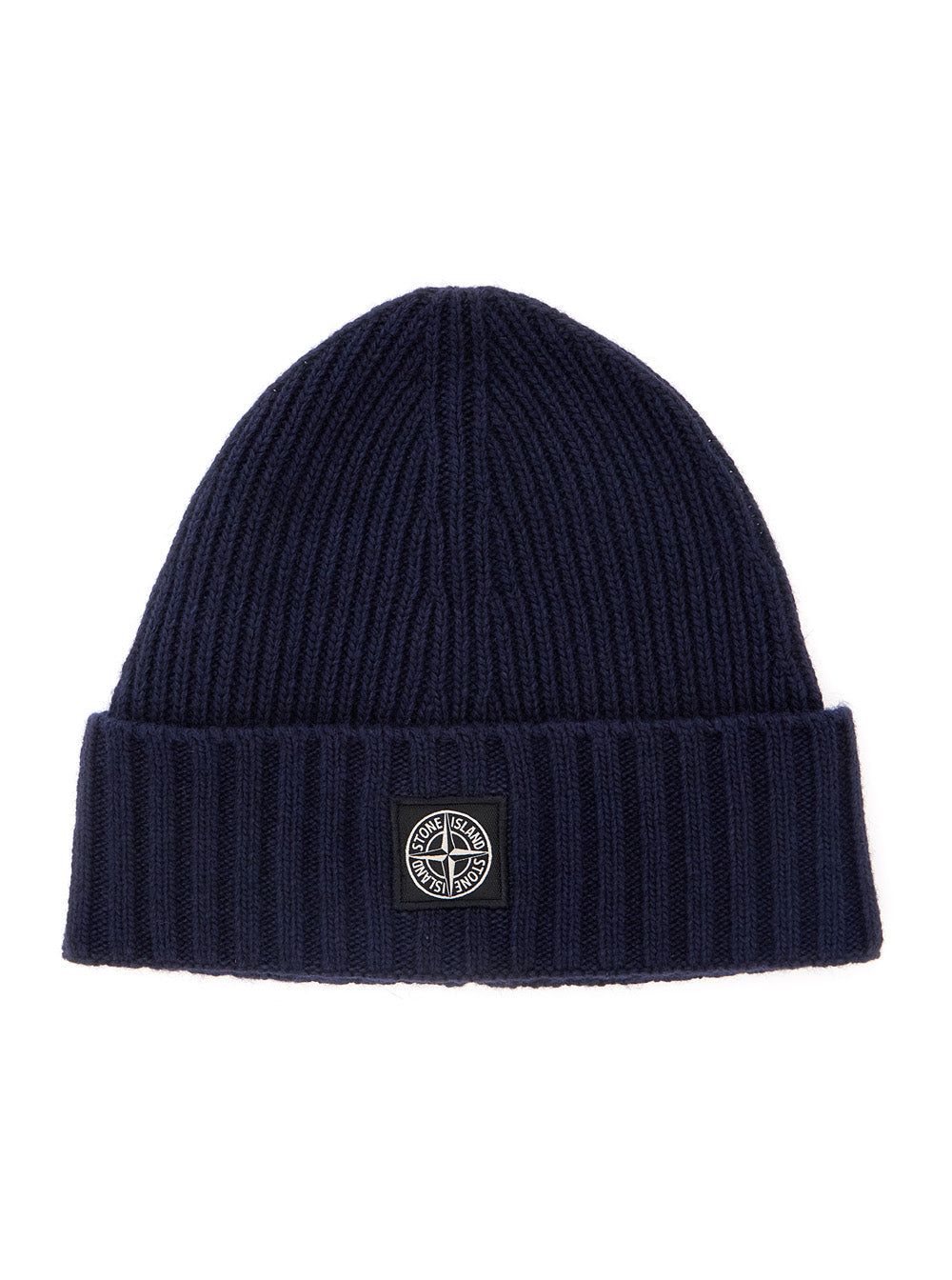 Blue Beanie with Logo Patch on the Front in Wool Blend Boy Blu Hats And Gloves
