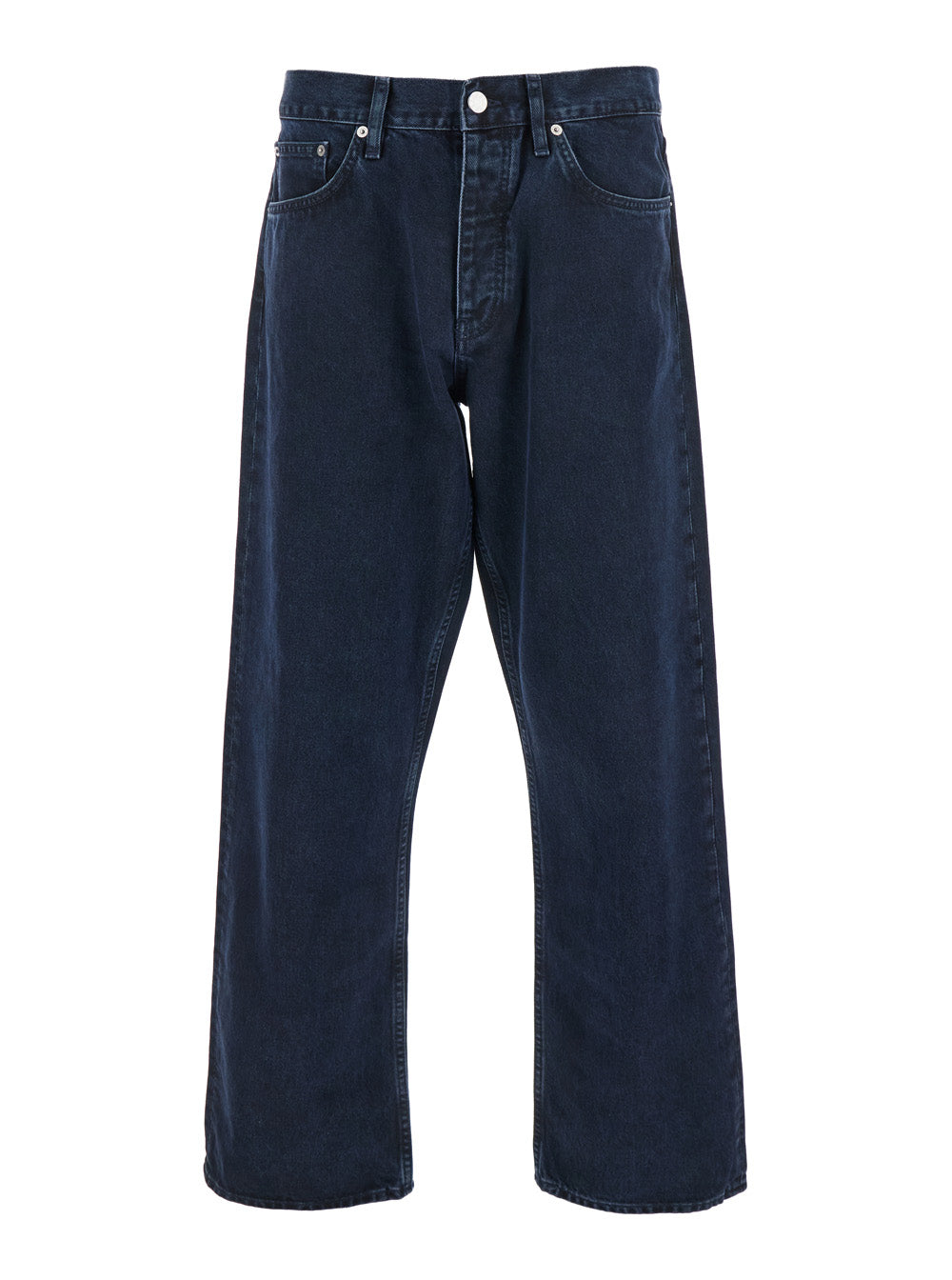 Blue Jeans with Belt Loops and Logo Patch on the Rear in Denim Man Blu Cotton