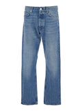 Blue Jeans with Belt Loops and Logo Patch on the Rear in Denim Man Blu