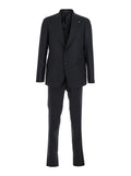 Black Single-Breasted Suit with Peak Revers in Wool Stretch Man Virgin Suits