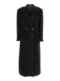 Brown Double-Breasted Coat with Golden Buttons in Faux Fur Woman Alpaca Virgin Wool Outerwear