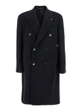Londra Black Oversized Double-Breasted Coat in Wool Man Virgin Outerwear