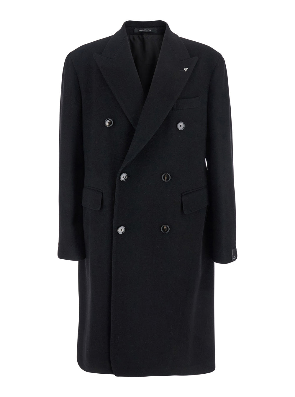 Londra Black Oversized Double-Breasted Coat in Wool Man Virgin Outerwear