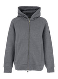 Baccaro Grey Sweatshirt with Hood and Logo Patch on the Sleeve in Cotton Man Sweatshirts