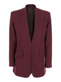 Bordeaux Jacket With Deep Neckline And Straps In Wool Woman Blazers