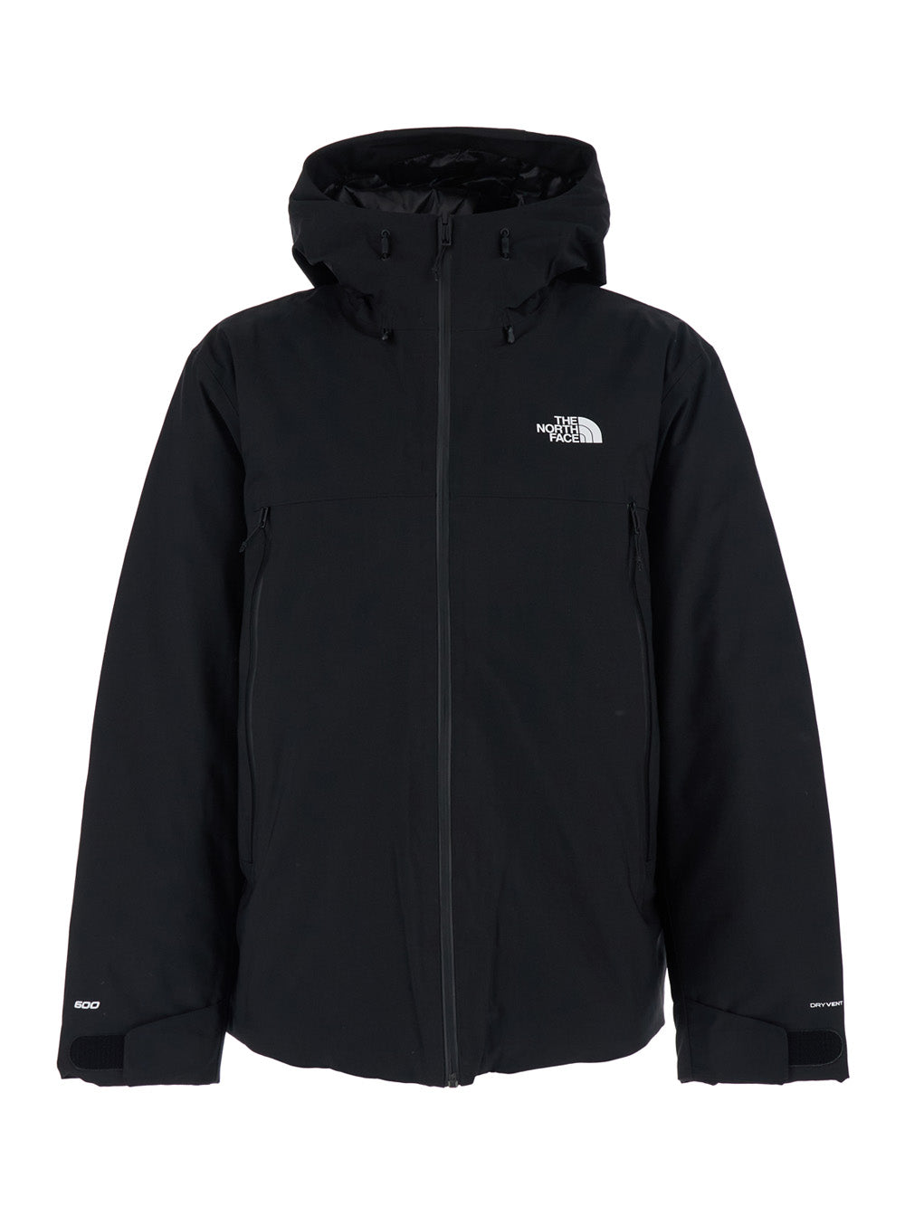 Black Jacket with Drawstring Hood and Logo Detail on Front Rear in Tech Fabric Man Outerwear