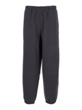 Grey Trousers With Elastic Waist And Side Logo Patch Cotton Man