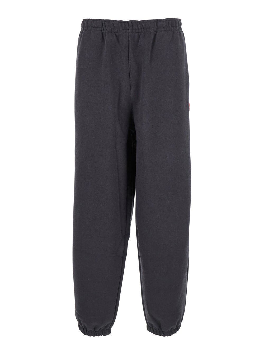 Grey Trousers With Elastic Waist And Side Logo Patch Cotton Man