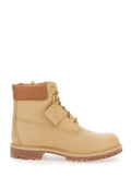Beige Water-Proof Boots with Logo Plate in Leather Man Calf Ankle