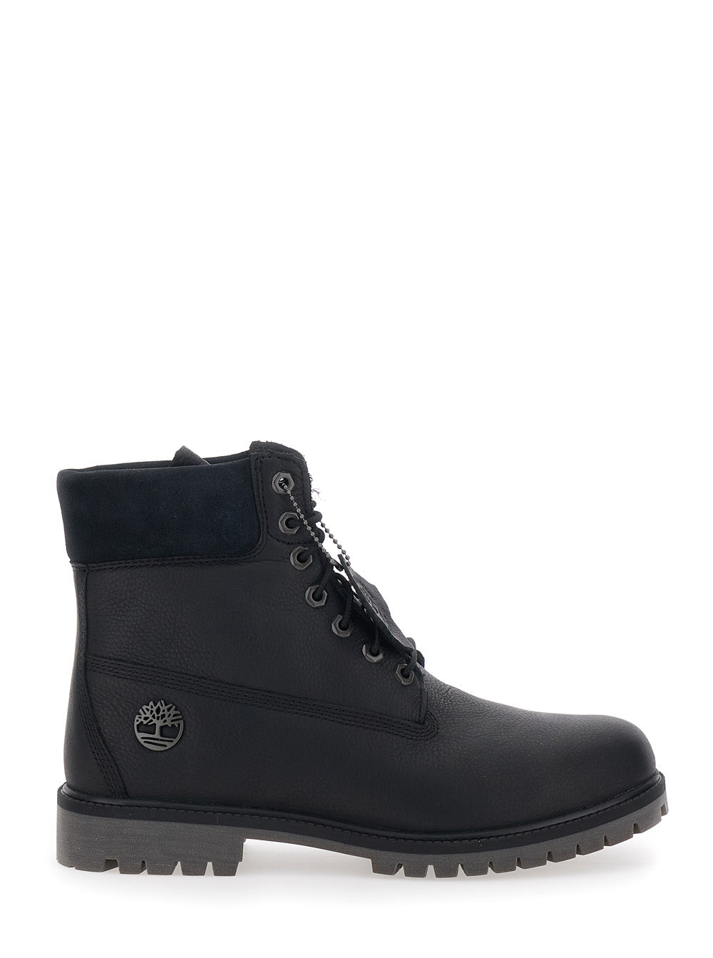 Black Ankle Boots With Logo Detail On The Side And Low Block Heel Leather Man