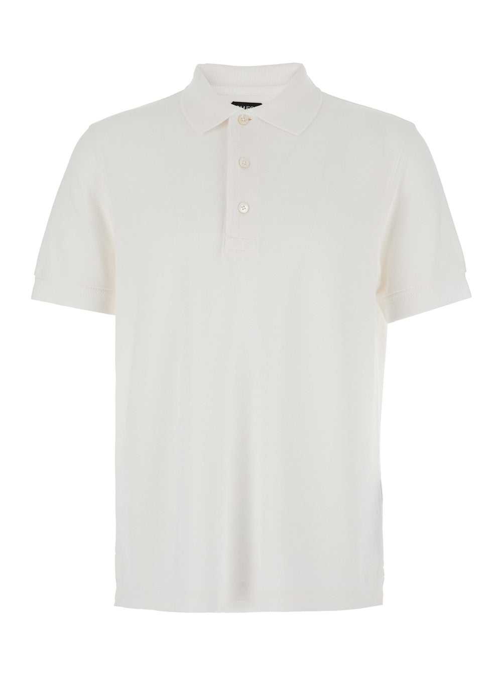 White Polo Shirt with Classic Collar in Cotton Blend Man Lyocell Tshirts And