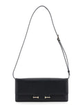 Black Crossbody Bag with Adjustable Shoulder Strap and T Plaque Closure in Grained Leather Woman Goat