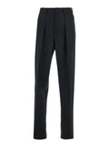 Black Pants with HIgh Waist and Pences in Wool Man Trousers