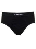 Black Briefs with Logged Waistband in Cotton Stretch Man Elastane Underwear